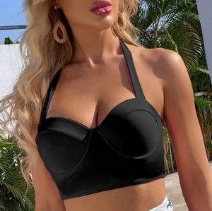 SHEIN Halter Bikini Top - Black